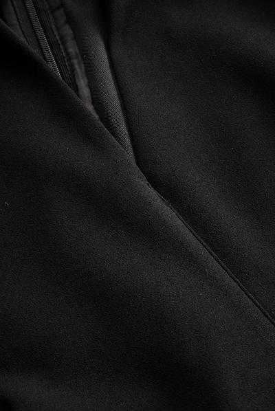 Refined Black Belted Sheath Dress with Mandarin Collar