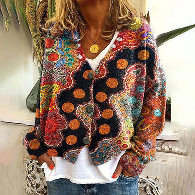 Pauline - Women's vibrant floral cardigan for a playful pop of colour