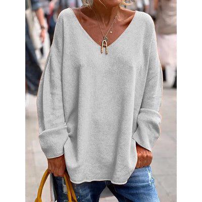 MONICA | ELEGANT LOOSE V NECK BLOUSE