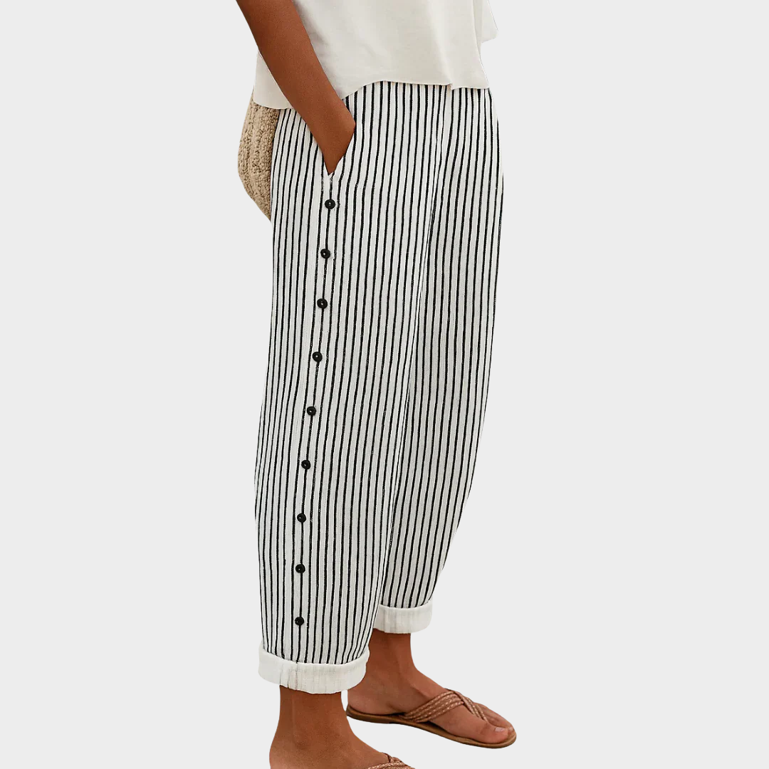 REA | COMFORTABLE STRIPED CASUAL PANTS