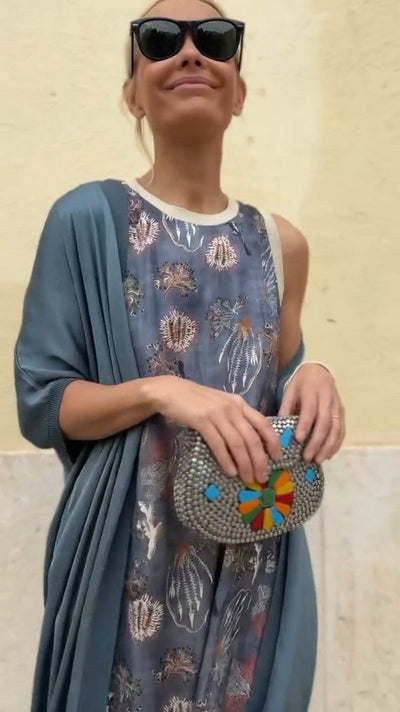 Floralia | Elegant long dress with matching shawl