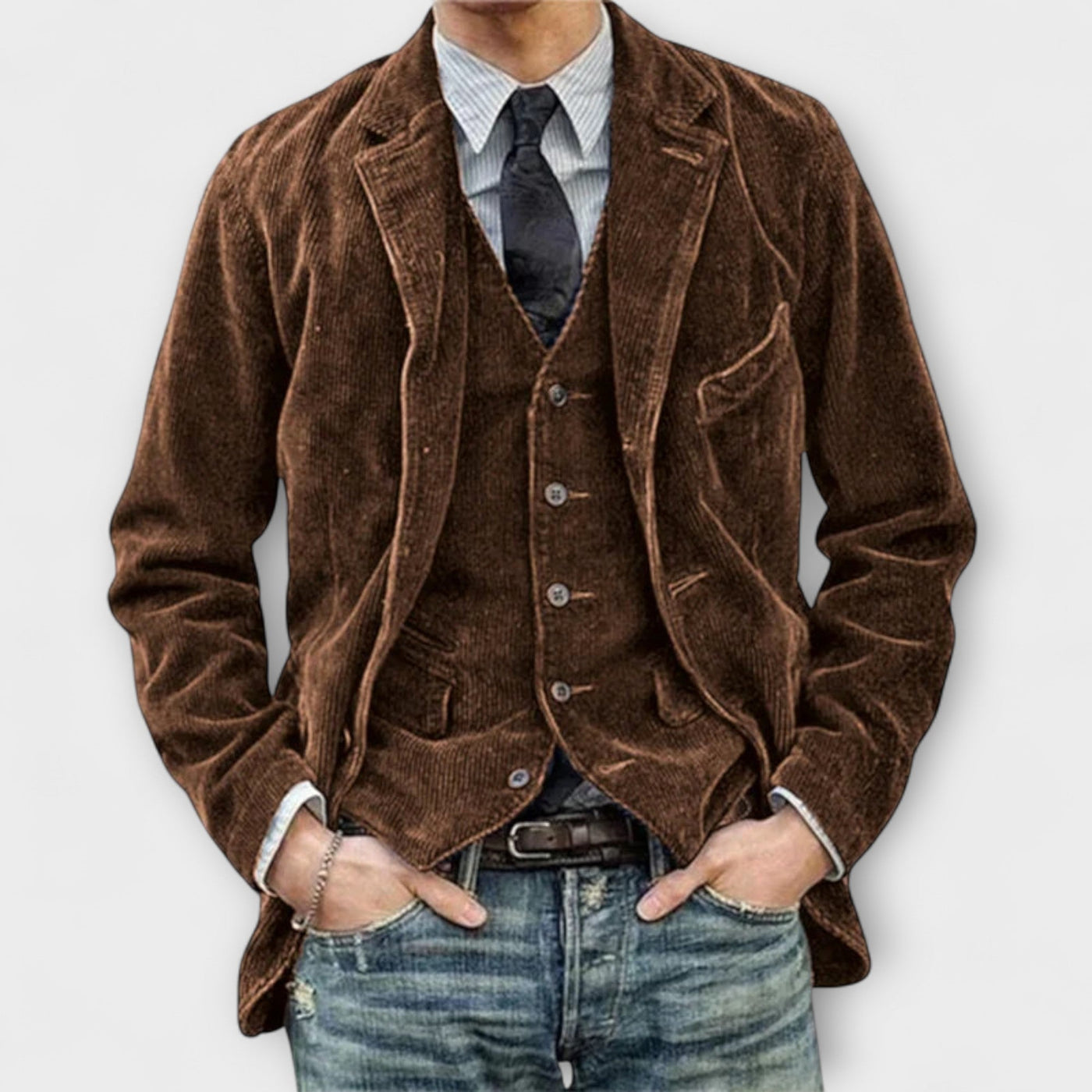 **Sebastian | Tailored Suit Jacket & Waistcoat Ensemble**