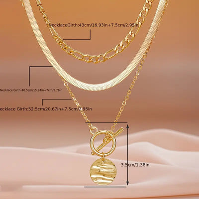 Layered necklace with textured coins Savira | Gold