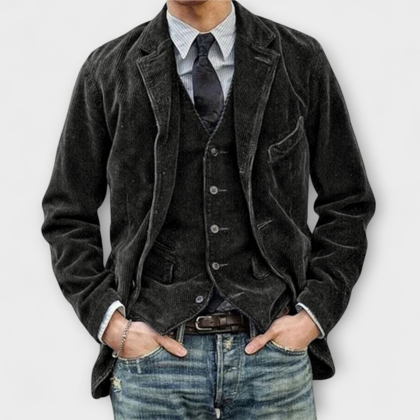 **Sebastian | Tailored Suit Jacket & Waistcoat Ensemble**