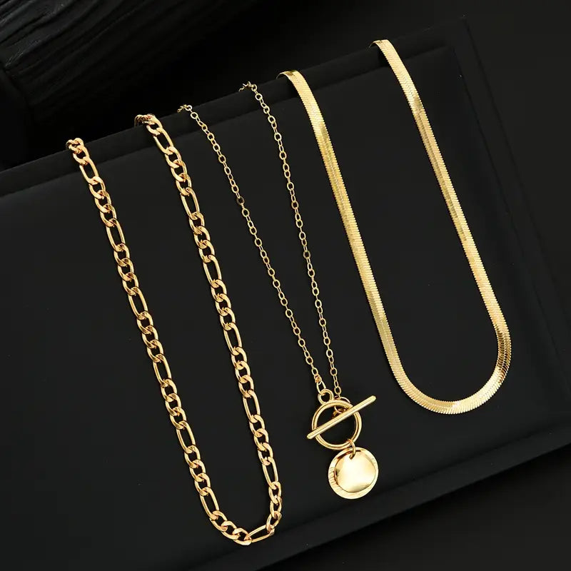 Layered necklace with textured coins Savira | Gold