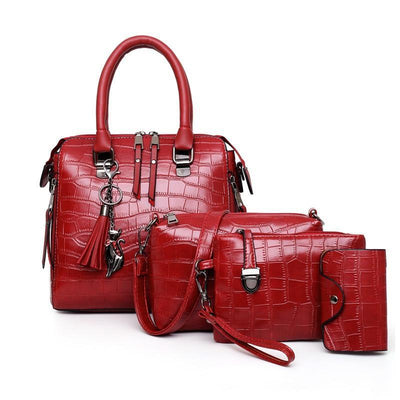 SOPHIA | VINTAGE CROCODILE PATTERN 4-9IECE BAG
