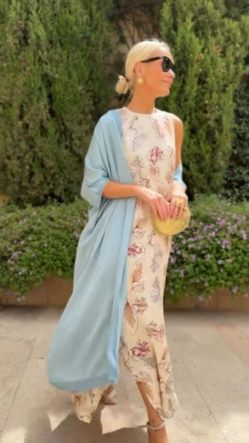 Lunaire | Elegant long dress with matching shawl