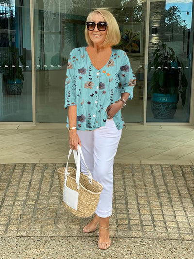 Joanne | Printed Button Tunic Top