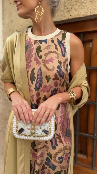 Violeta | Elegant long dress with matching shawl