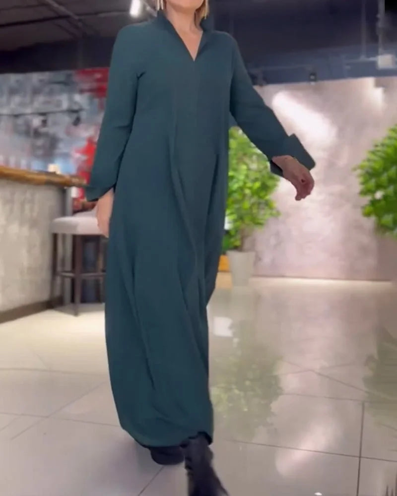 HELENA™ | LONG WIDE DRESS WITH SIDE SLITS