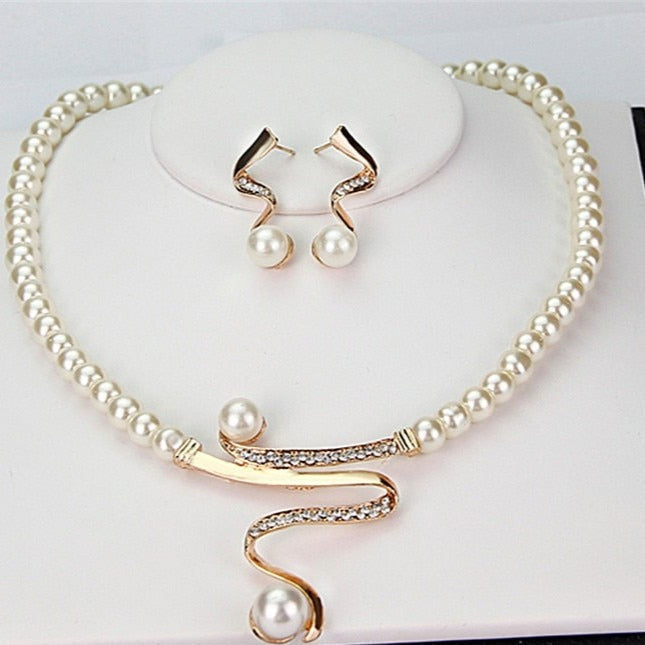 Natural Pearl Necklace + Earring Set