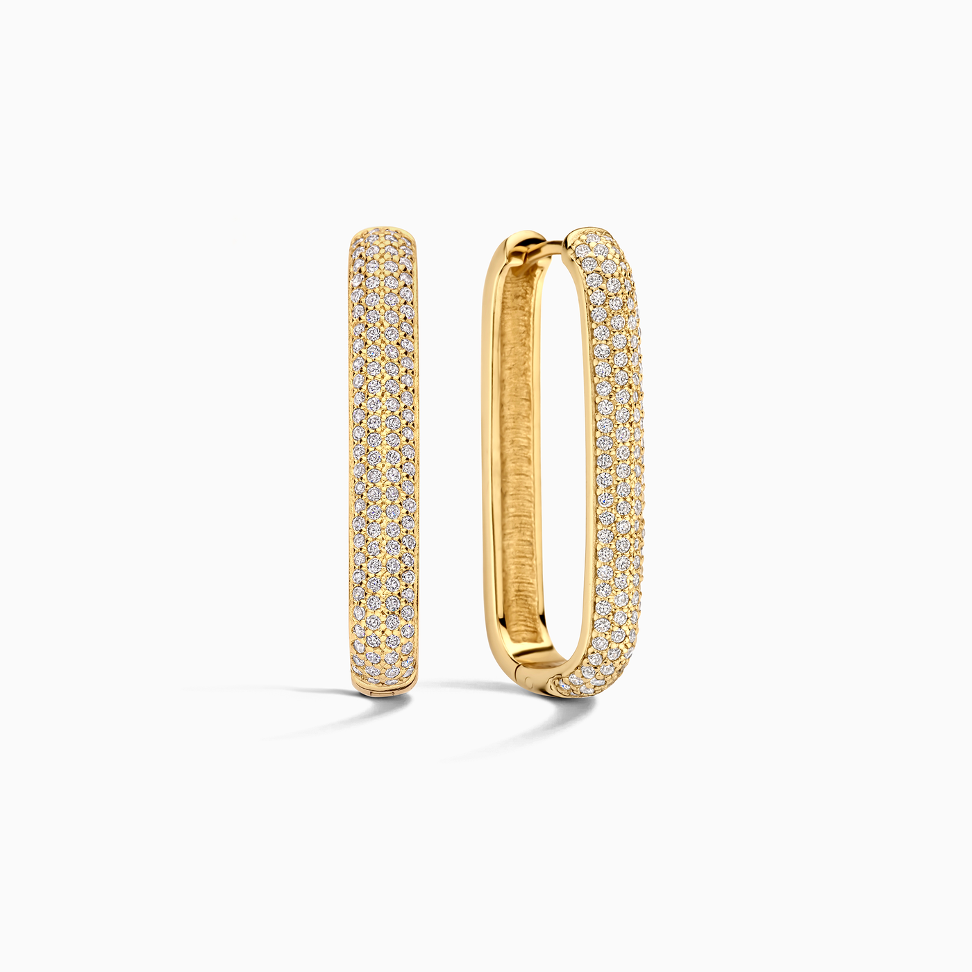 Hoop earrings with large pavé icons | Gold