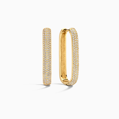 Hoop earrings with large pavé icons | Gold