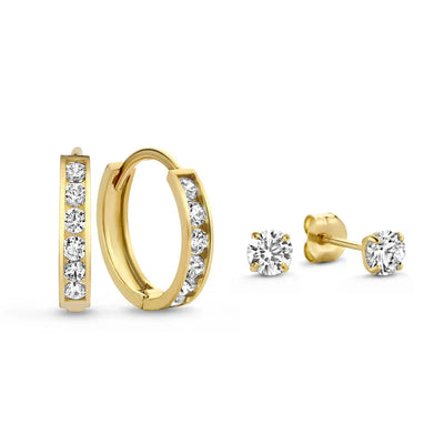 Dara Brillane Stone Earring Set | Gold