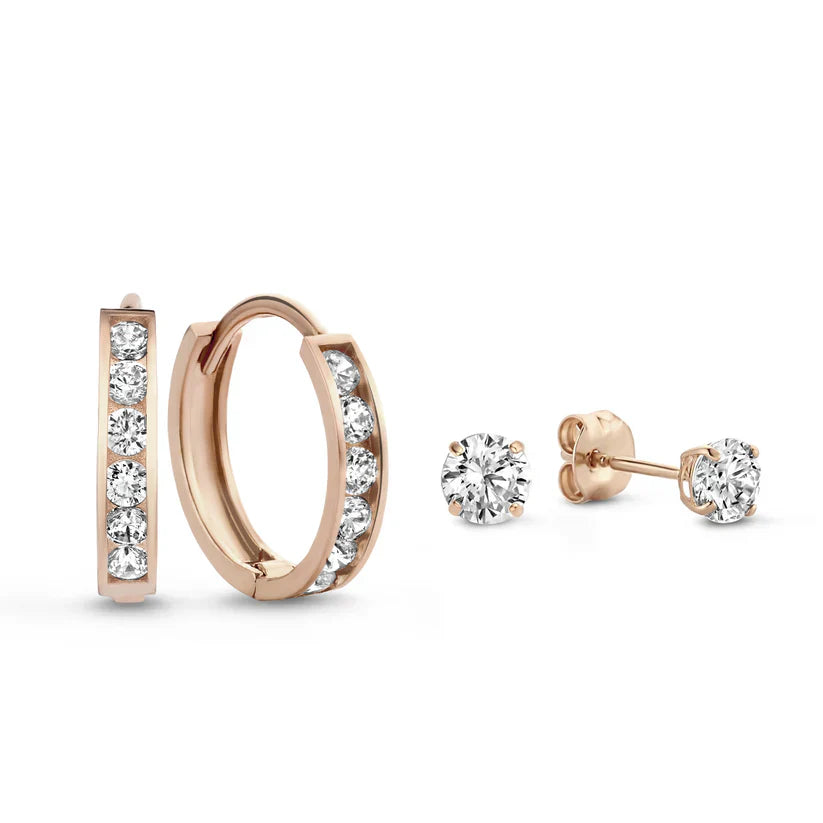 Dara Brillane Stone Earring Set | Gold