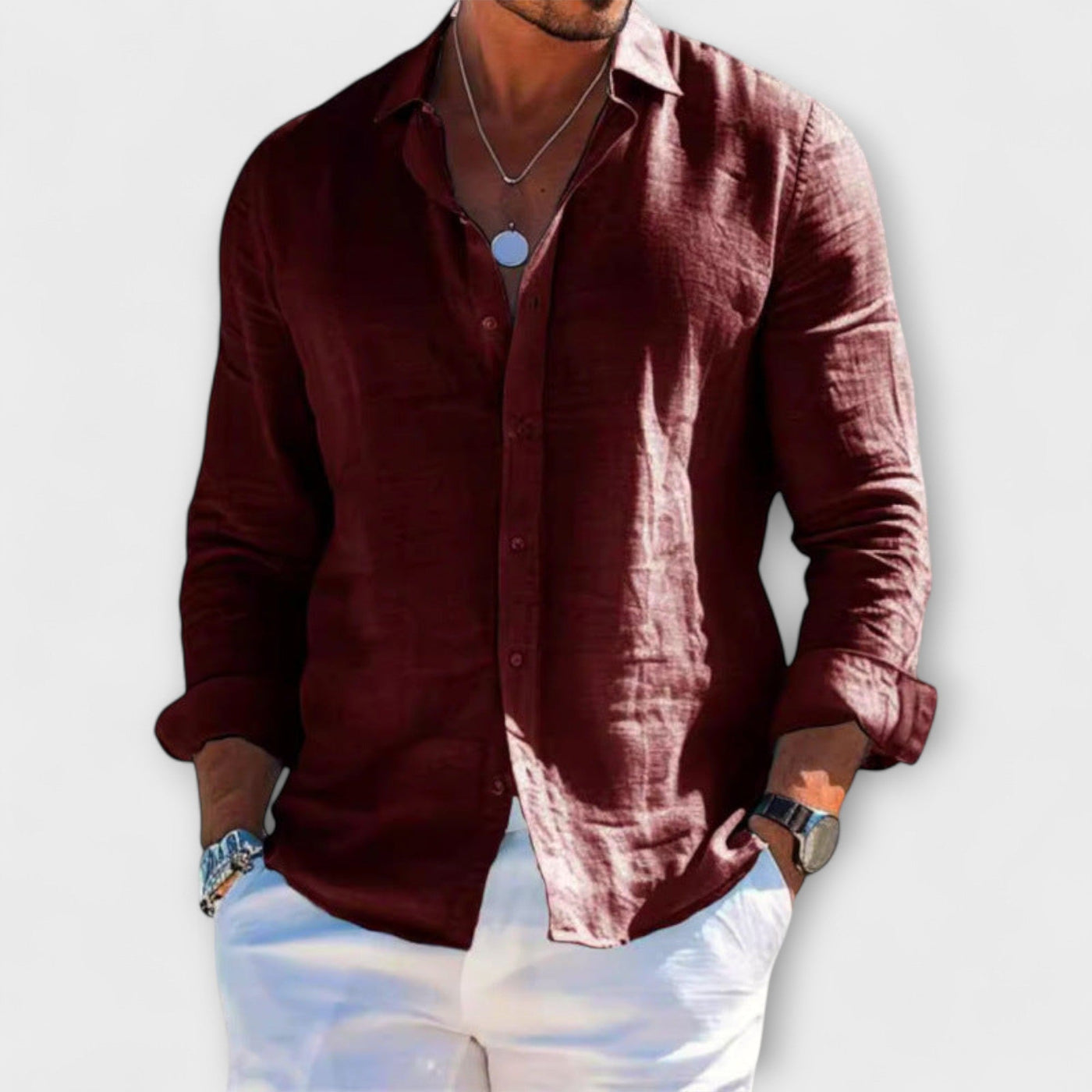 Luca | Stylish Long-Sleeve Cotton-Linen Shirt