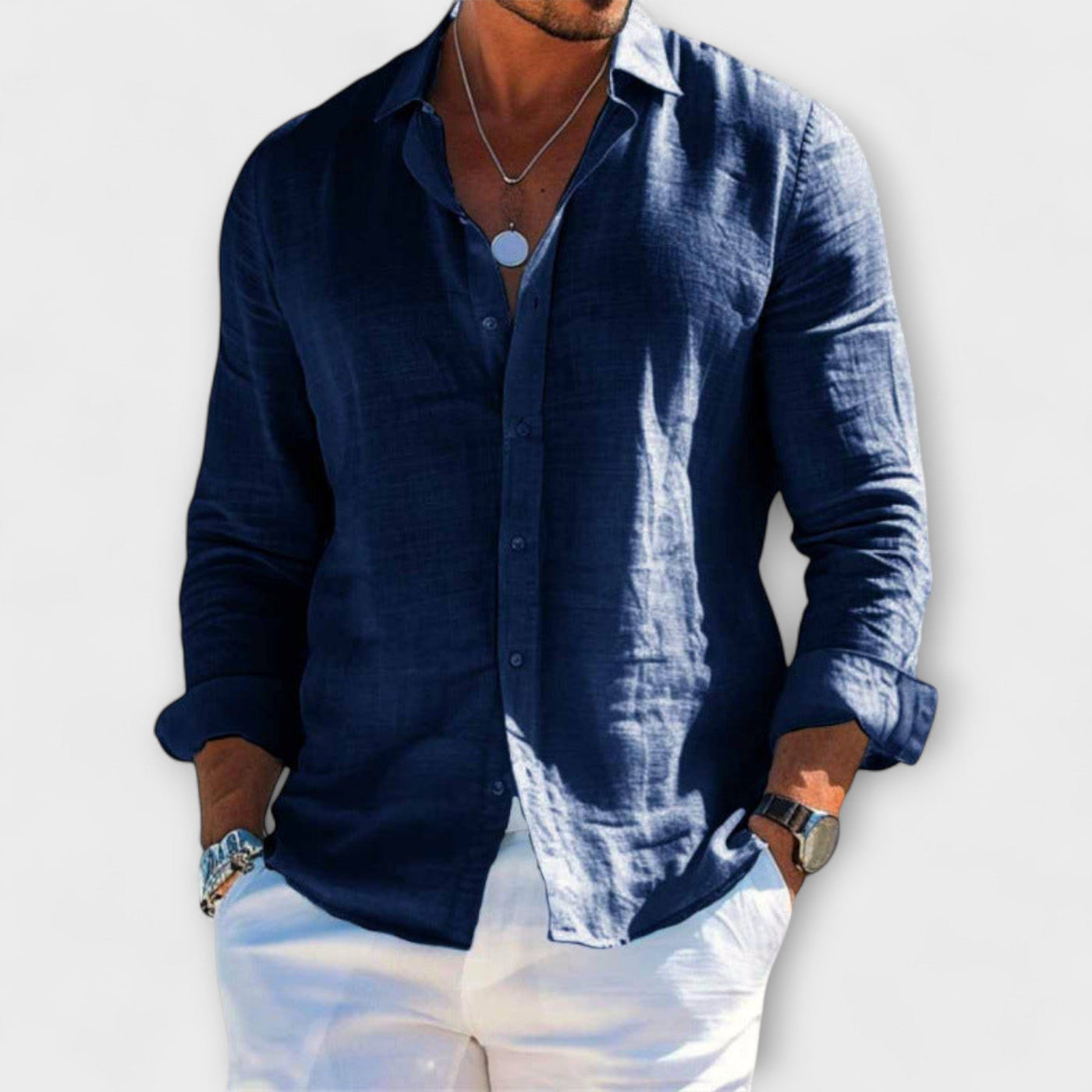 Luca | Stylish Long-Sleeve Cotton-Linen Shirt