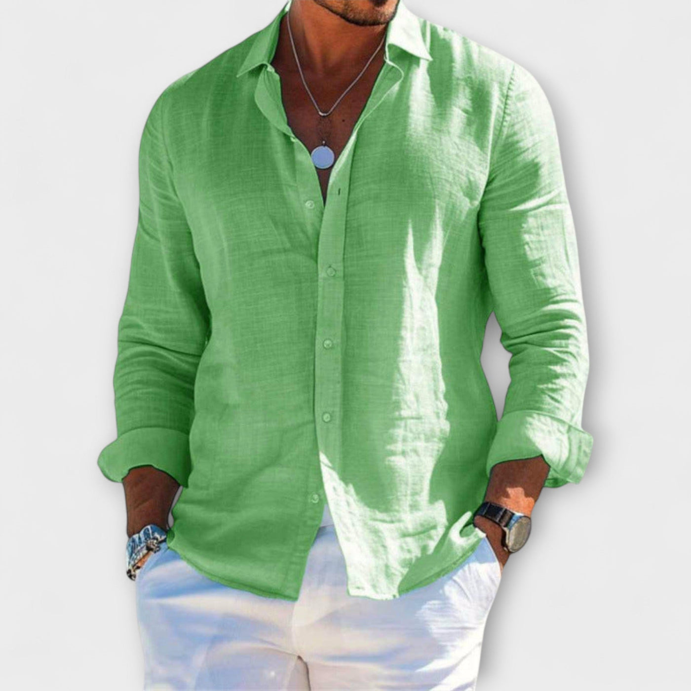 Luca | Stylish Long-Sleeve Cotton-Linen Shirt