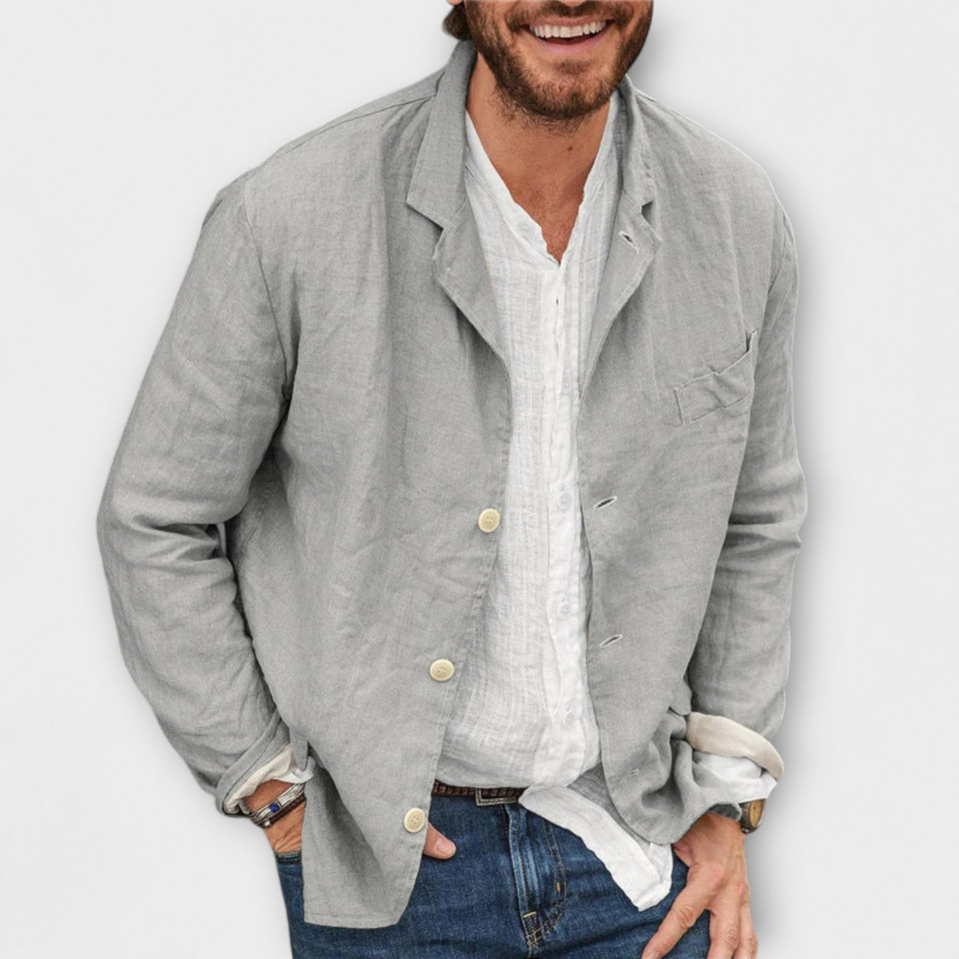 **Luca | Elegant Linen Blazer**