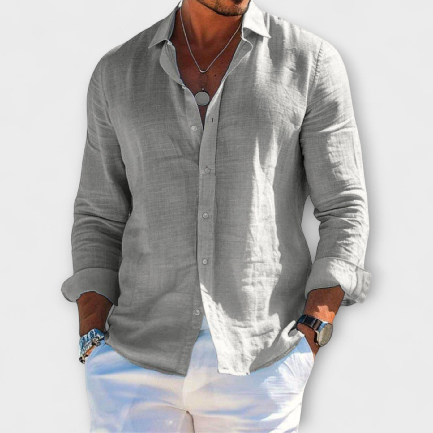 Luca | Stylish Long-Sleeve Cotton-Linen Shirt