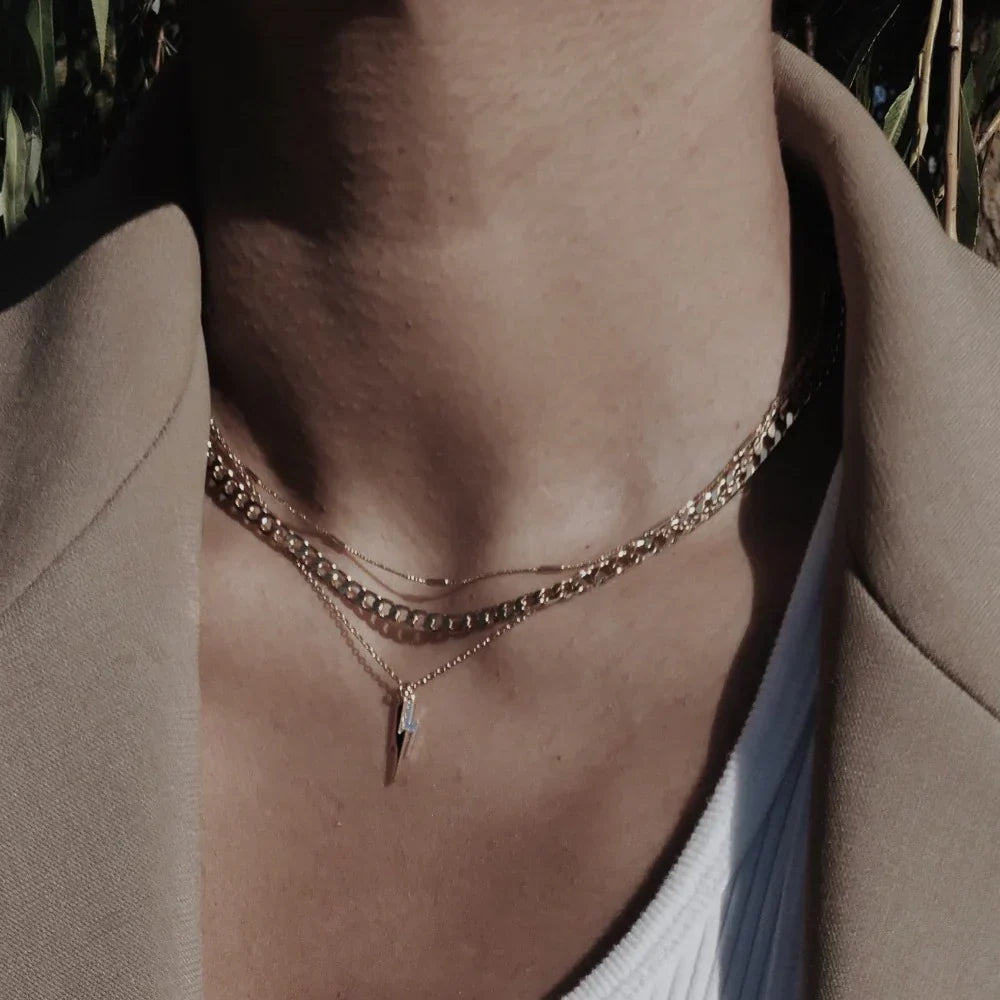 Flat link chain necklace | Gold