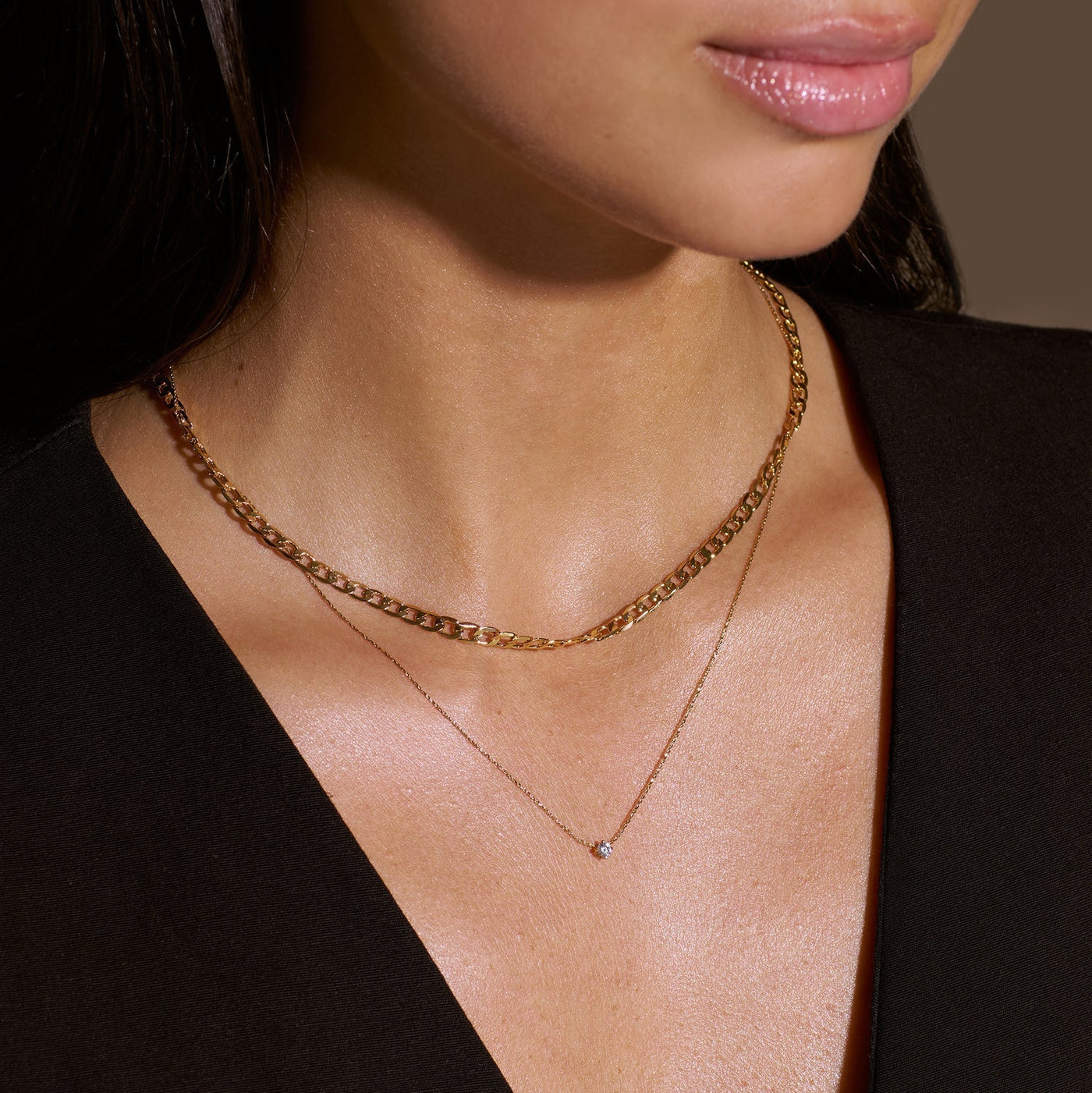 Flat link chain necklace | Gold