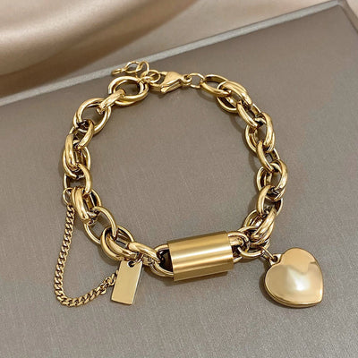 Chunky Heartened Bracelet | Gold