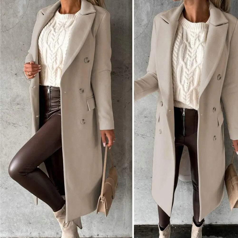 Desiree™ | Long coat with double buttons