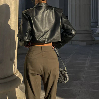 Élise™ | Elegant Faux Leather Jacket