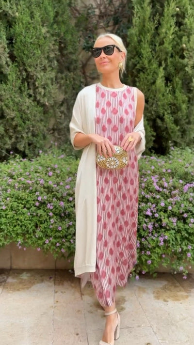 Rose | Elegant long dress with matching shawl