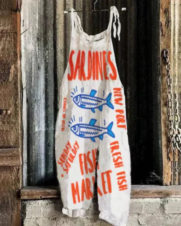 Marini™ | Sardine Motif Jumpsuit – Japanese Art and Elegance