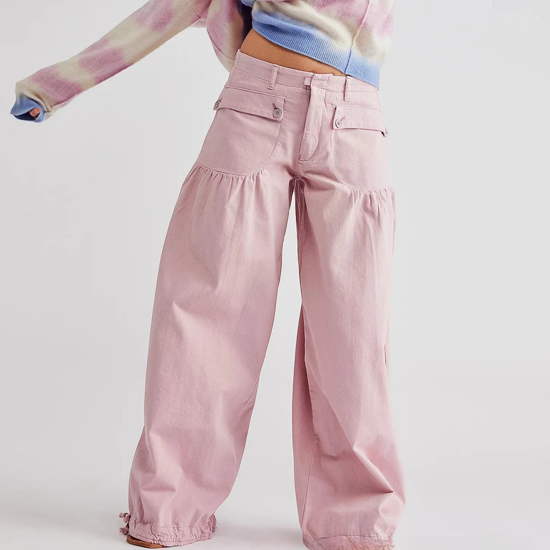 Women's Baggy High Waisted Jeans with Cuffed