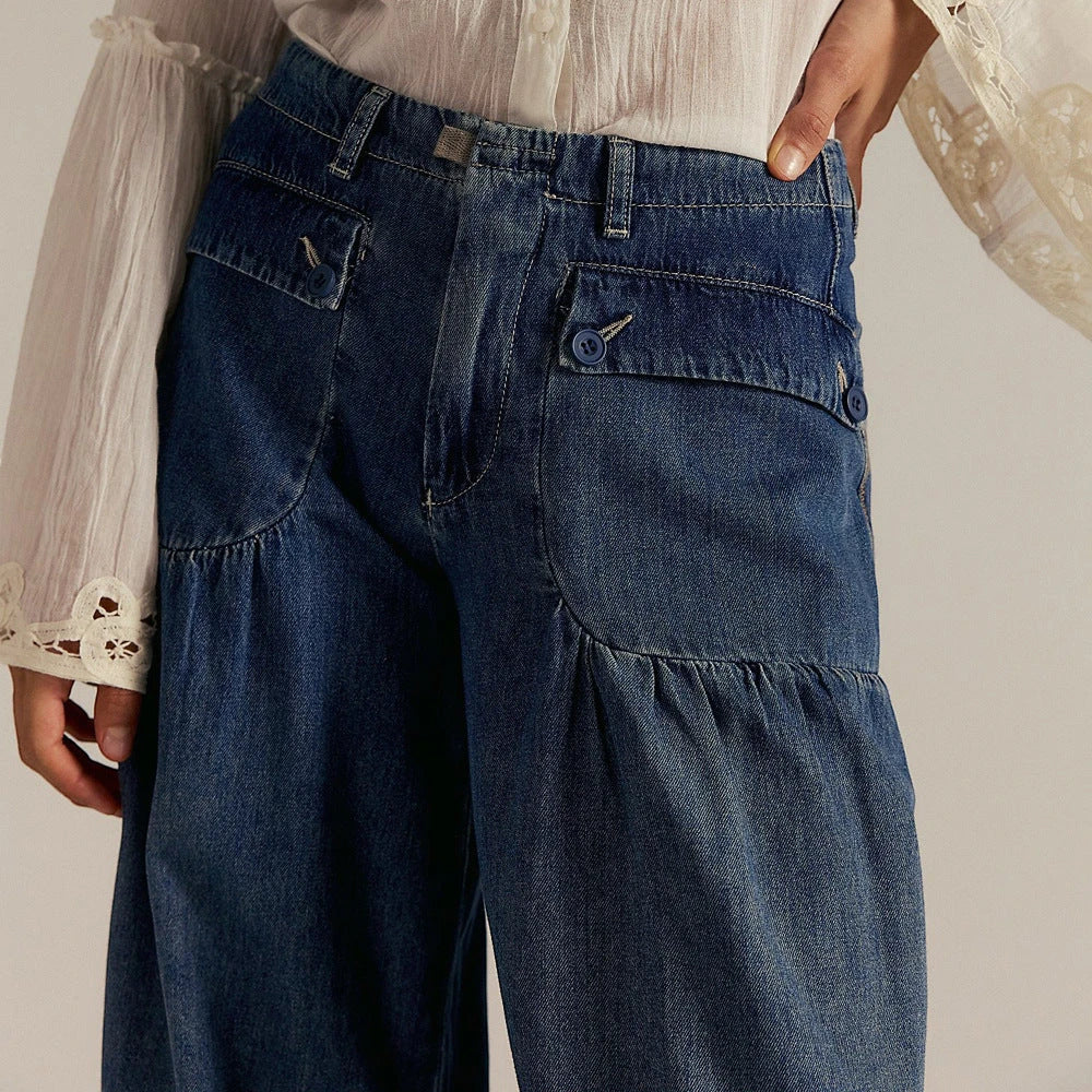 Women's Baggy High Waisted Jeans with Cuffed