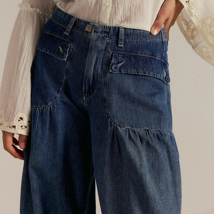 Women's Baggy High Waisted Jeans with Cuffed