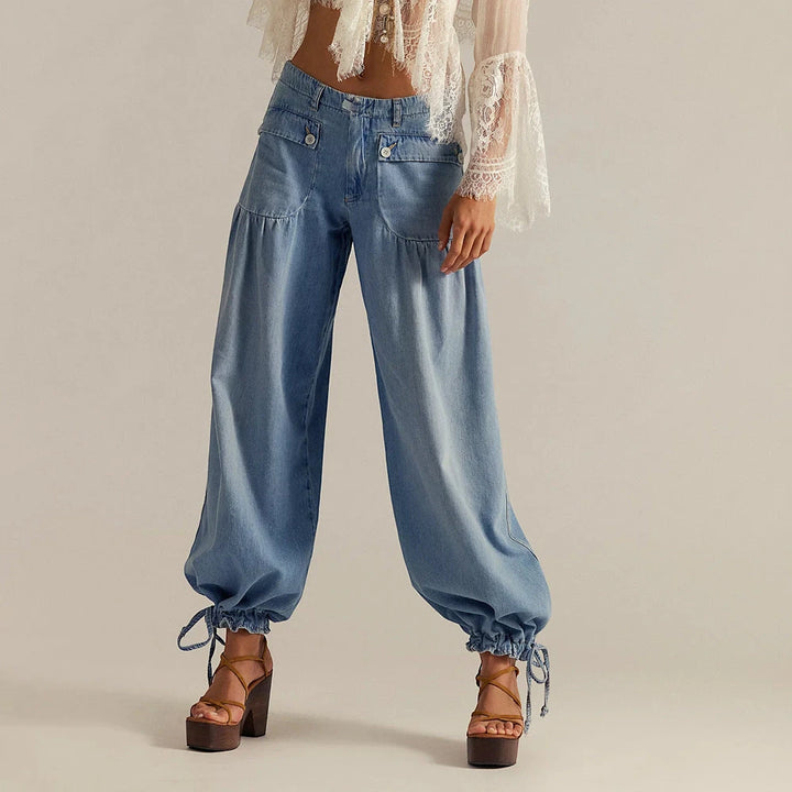 Women's Baggy High Waisted Jeans with Cuffed