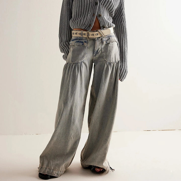 Women's Baggy High Waisted Jeans with Cuffed