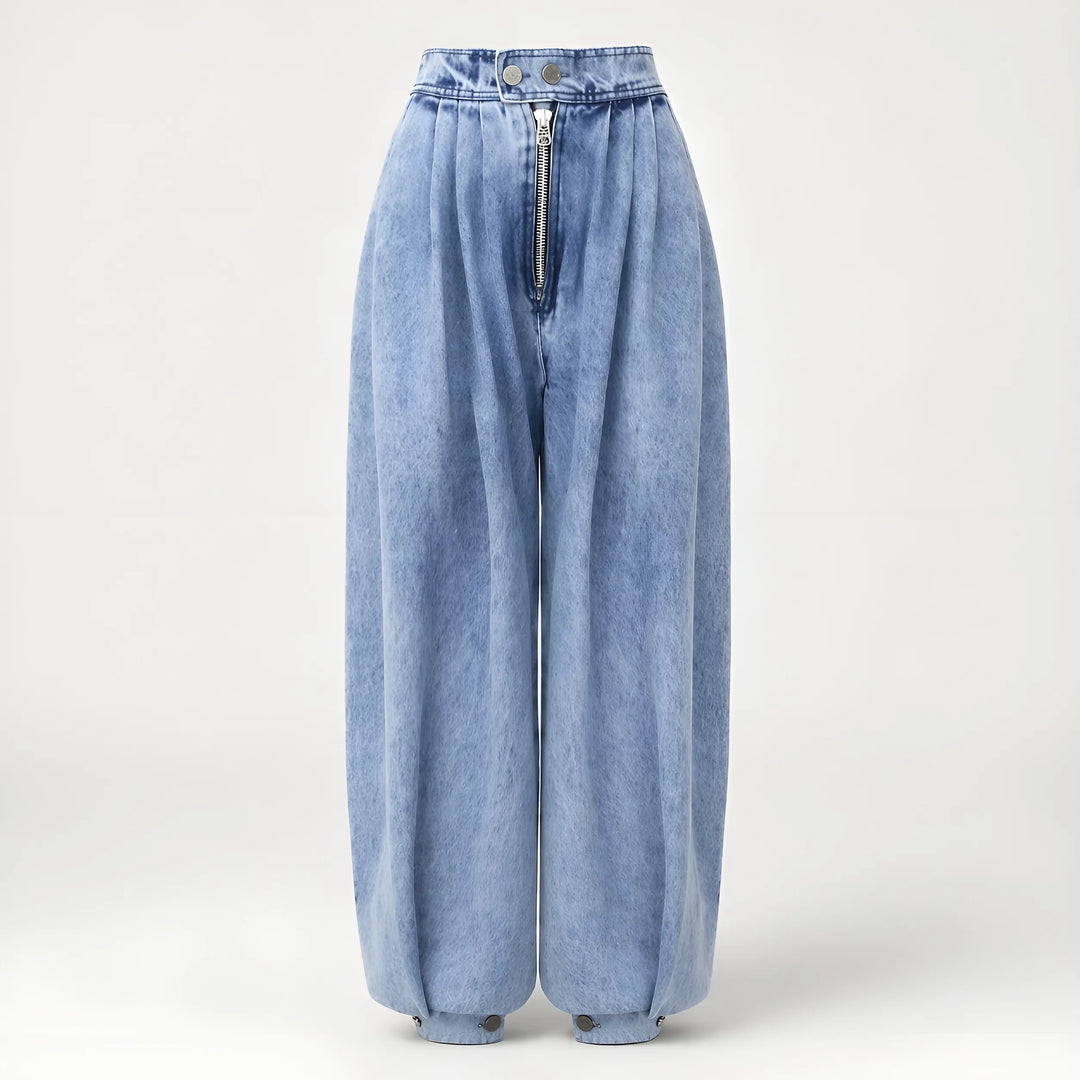 Women's Baggy High Waisted Jeans with Elastic Waist