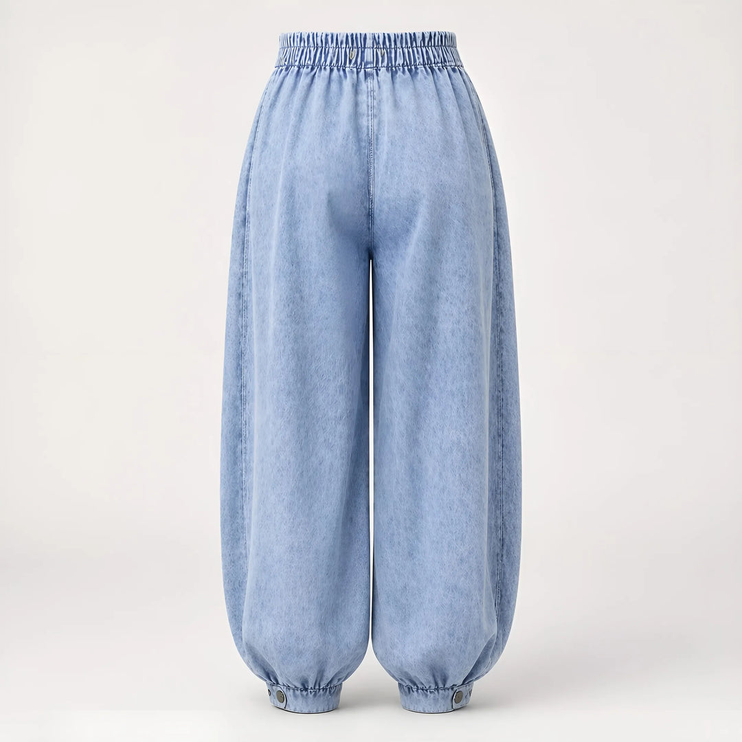 Women's Baggy High Waisted Jeans with Elastic Waist