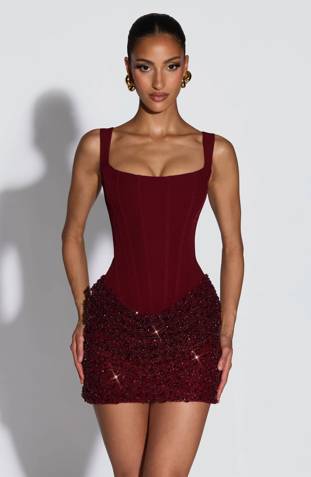 Women's Bodycon Sleeveless Mini Cocktail Dress with Square Neck