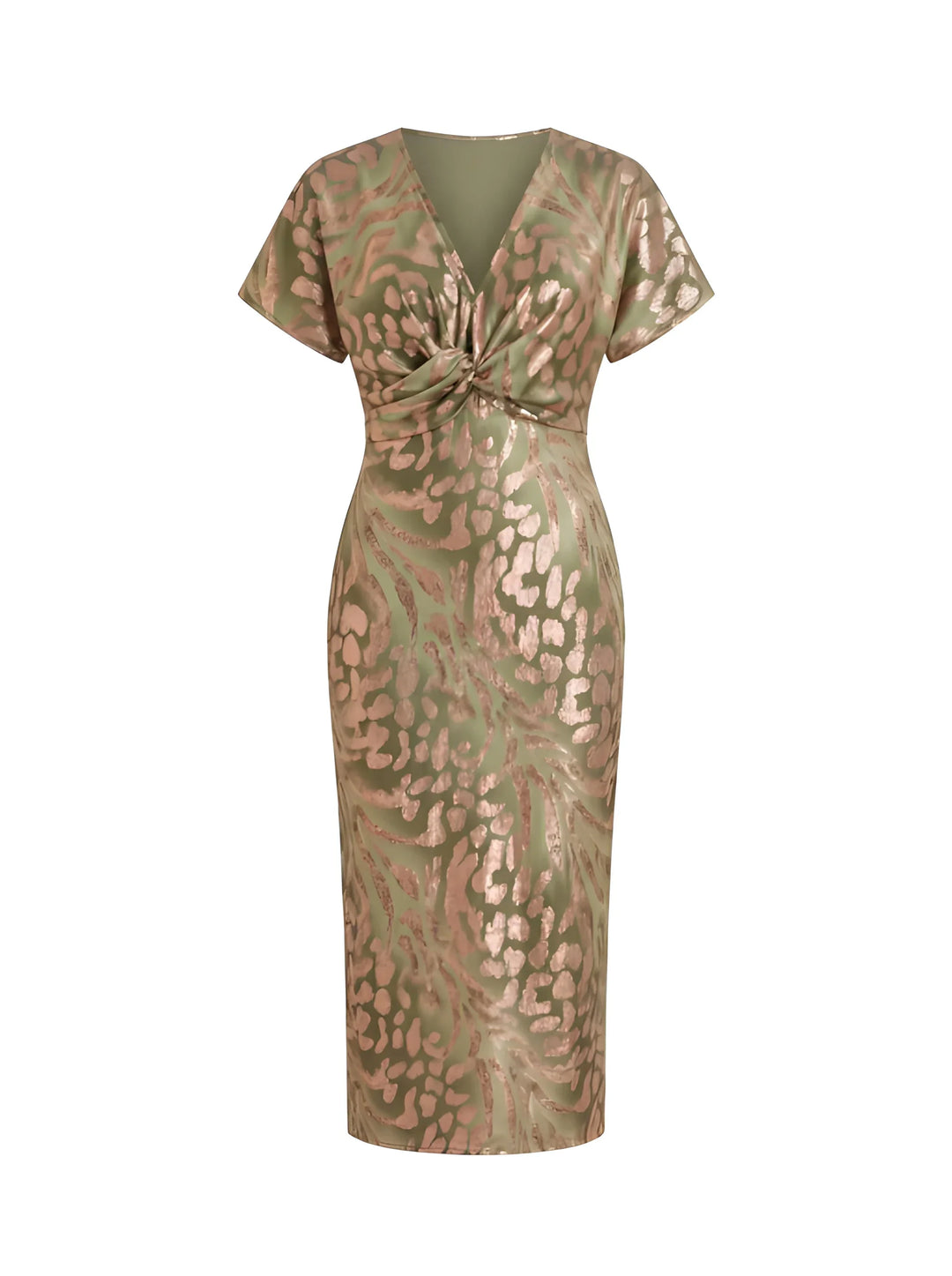 Women's Casual Elegant Midi Wedding Guest Dress with V-Neck