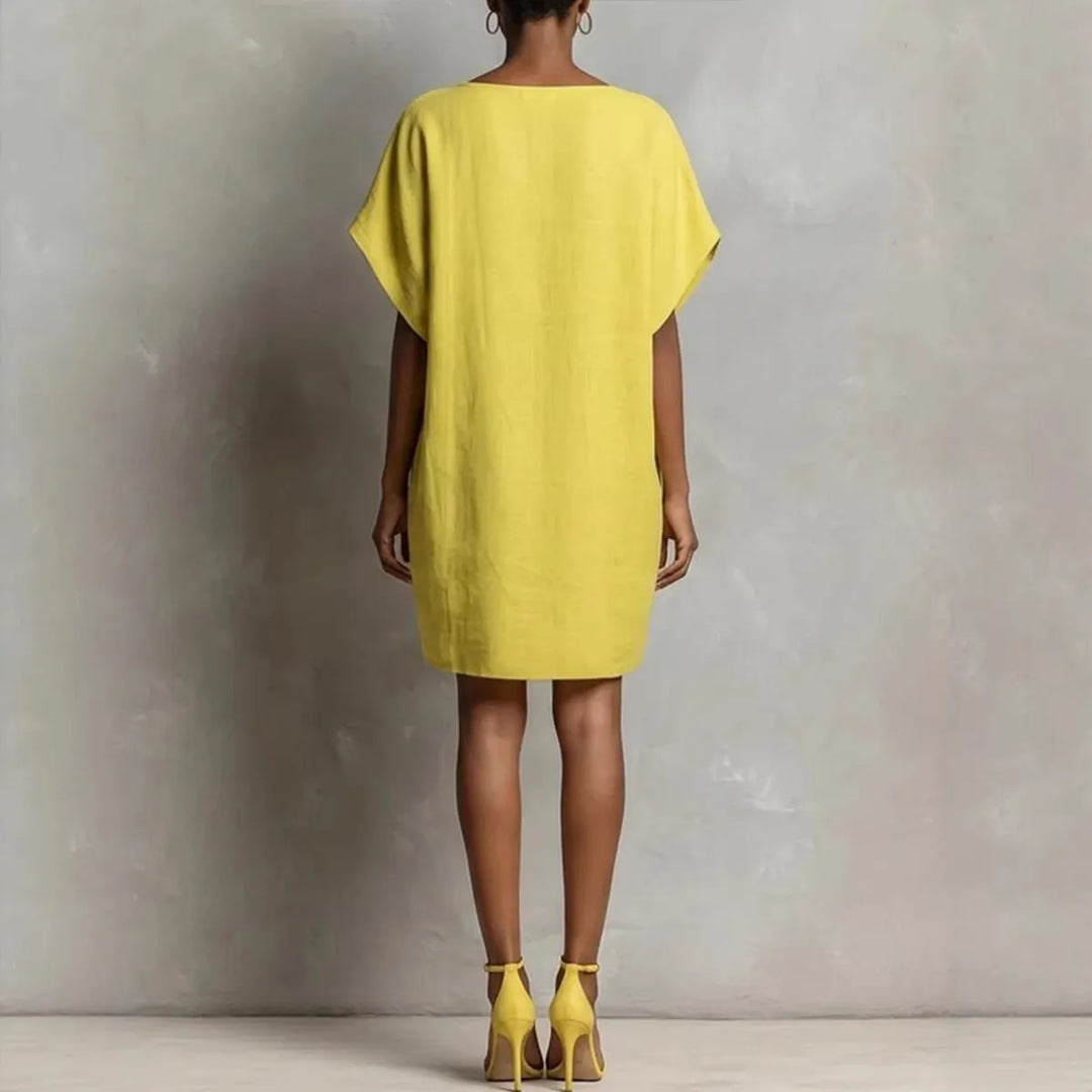 Women's Casual Sleeveless Mini Summer Dress with Boat Neck