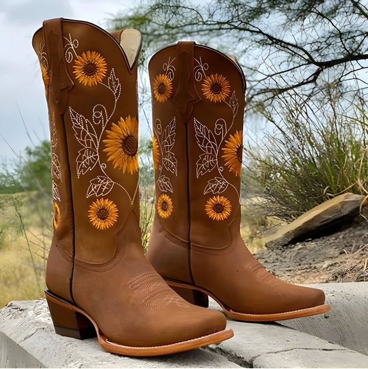 Women's Comfortable Casual Cowboy Boots with Cushioned and Arch Support