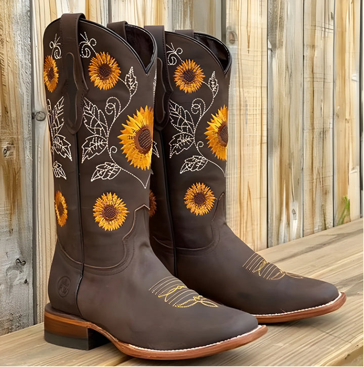Women's Comfortable Casual Cowboy Boots with Cushioned and Arch Support