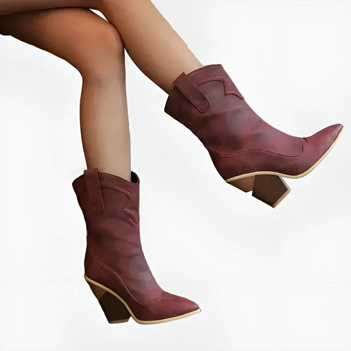 Women's Comfortable Casual Cowboy Boots with Pointed Toe and Cushioned