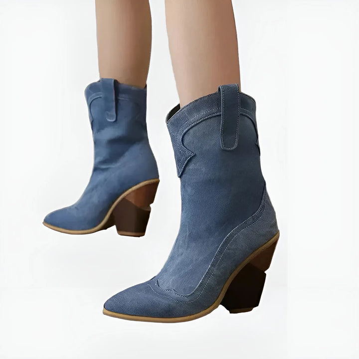 Women's Comfortable Casual Cowboy Boots with Pointed Toe and Cushioned