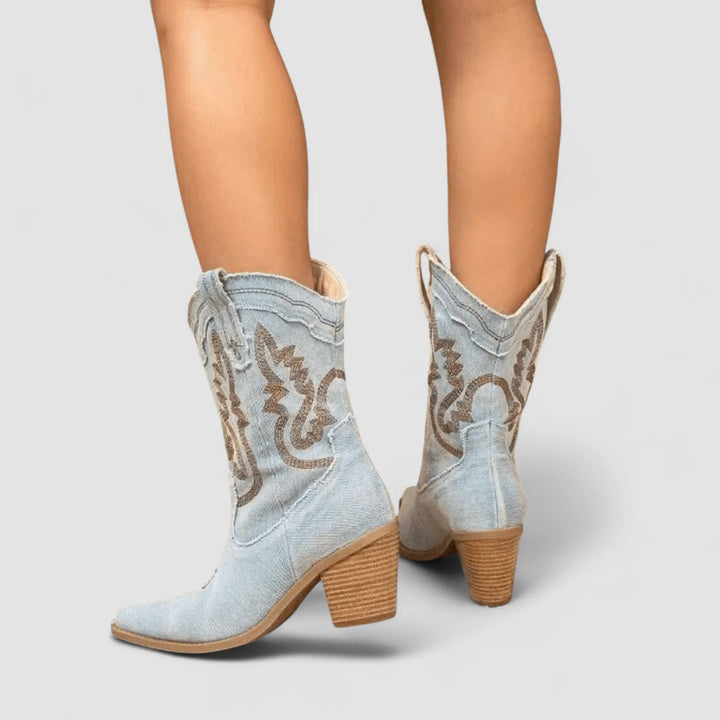 Women's Comfortable Casual Cowboy Boots with Wide Fit and Non Slip