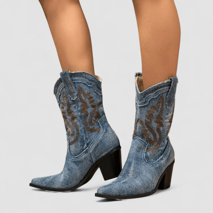 Women's Comfortable Casual Cowboy Boots with Wide Fit and Non Slip