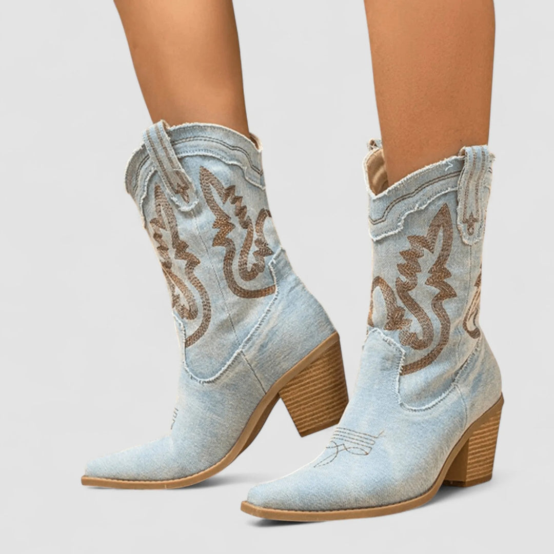 Women's Comfortable Casual Cowboy Boots with Wide Fit and Non Slip
