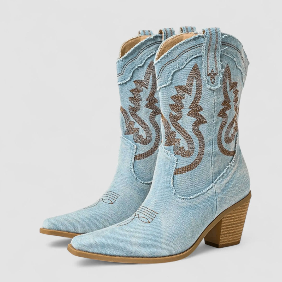 Women's Comfortable Casual Cowboy Boots with Wide Fit and Non Slip