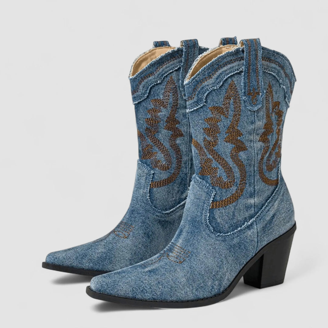 Women's Comfortable Casual Cowboy Boots with Wide Fit and Non Slip
